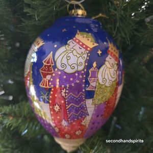 LI BIEN 3 KINGS ORNAMENT BOX  2012 CHRISTMAS GLASS Reverse Painting Pier 1
